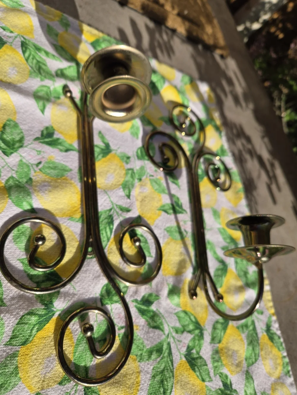 Vintage Home Interiors & Gifts Brass Scroll Wall Sconces - Set of 2